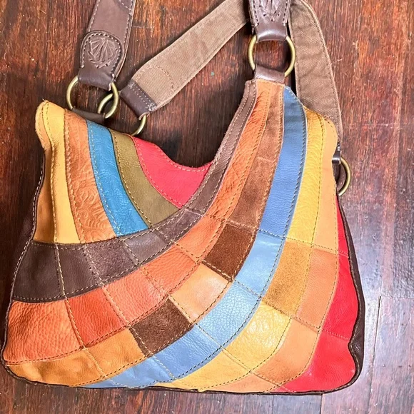 Colorful Patchwork Leather Hobo Bag - Picture 2 of 8